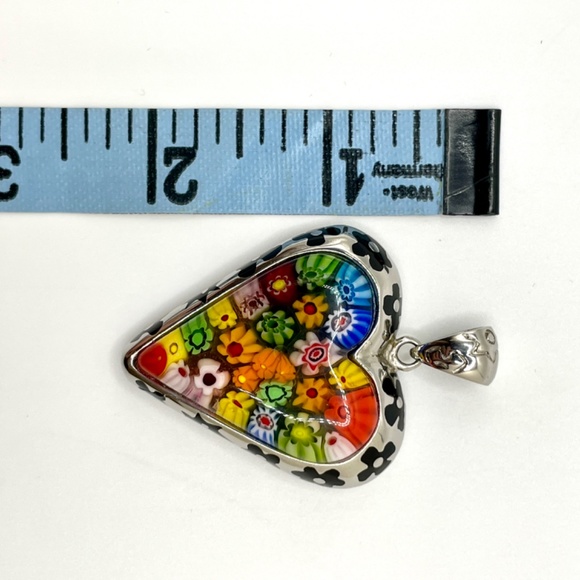 Stainless Steel Millefiori Dimensional Heart Pendant - Picture 4 of 10